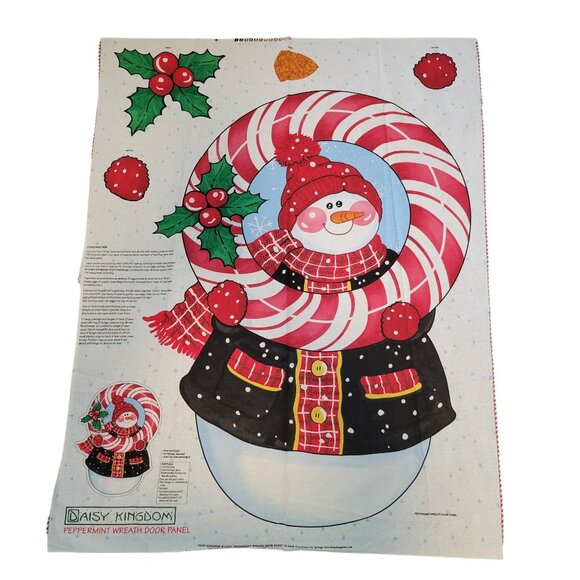Daisy Kingdom Peppermint Wreath Door Panel Fabric Craft Project Snowman - Picture 1 of 7